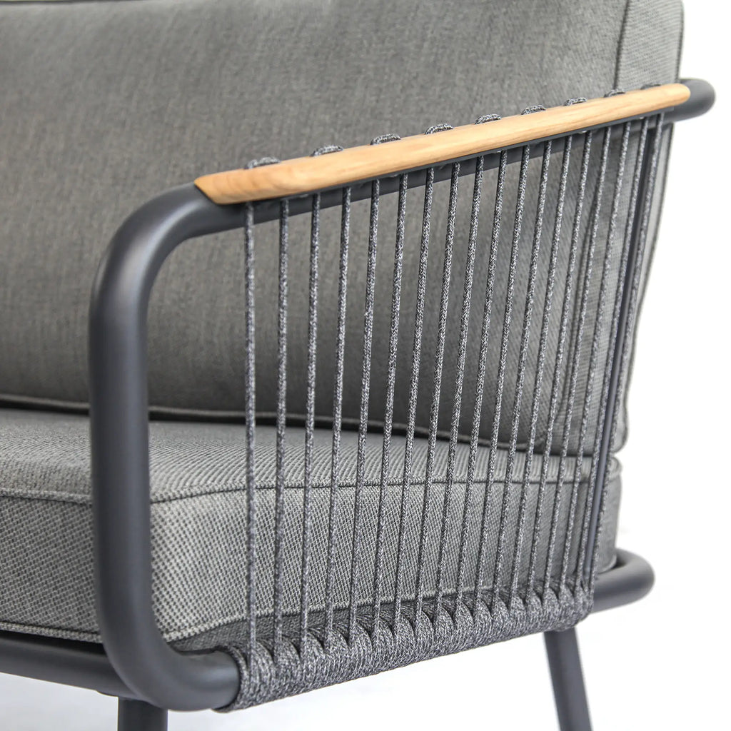 Fly Rope Accent Aluminum Outdoor Lounge Sofa in Carbon Black