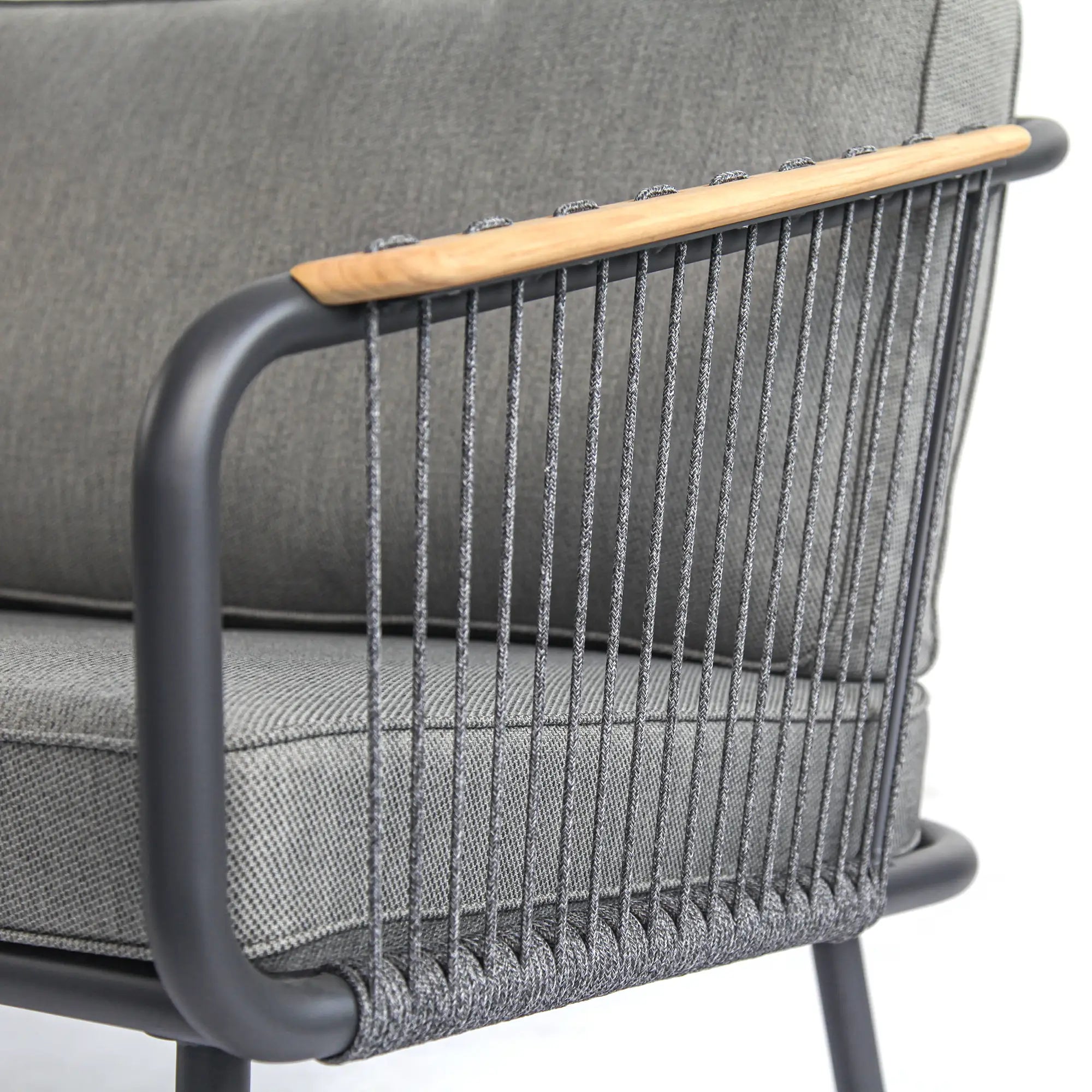 Fly Rope Accent Aluminum Outdoor Lounge Sofa in Carbon Black