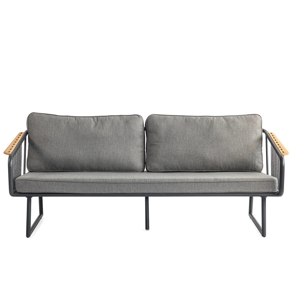 Fly Rope Accent Aluminum Outdoor Lounge Sofa in Carbon Black
