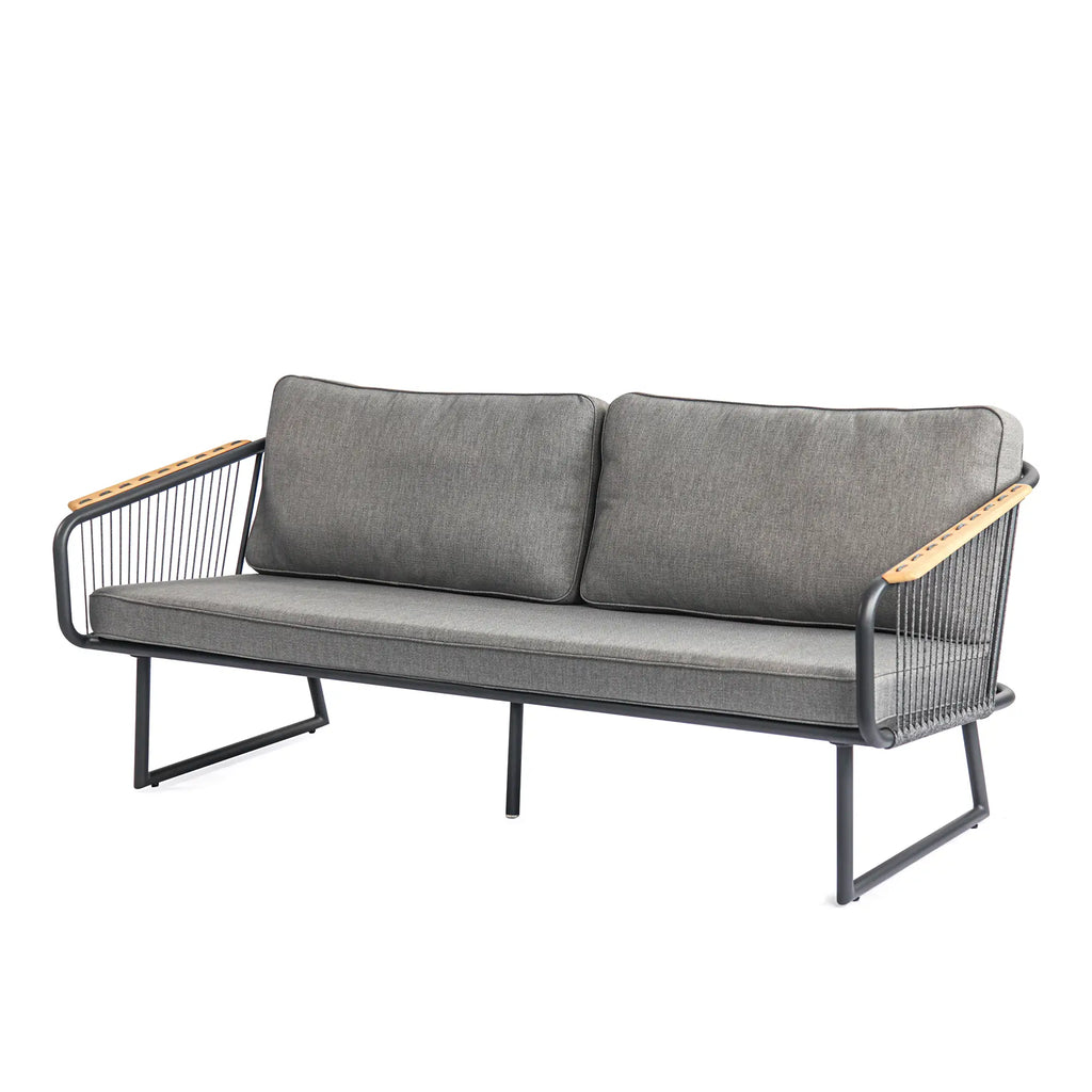 Fly Rope Accent Aluminum Outdoor Lounge Sofa in Carbon Black