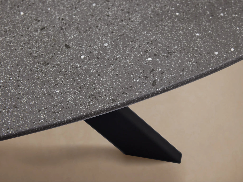 Outdoor Round Dining Table with Stone Top Apex X-Base