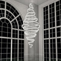 17 Crystal Rings Pendant Light 71X216 Inch Spiral Staircase Chandelier for High Ceilings