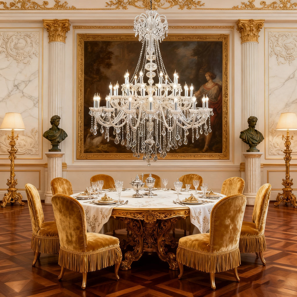 59X75 Inch 3 Tiers Candle Style Crystal Chandelier 45 Lights Big Chandelier for Living Room