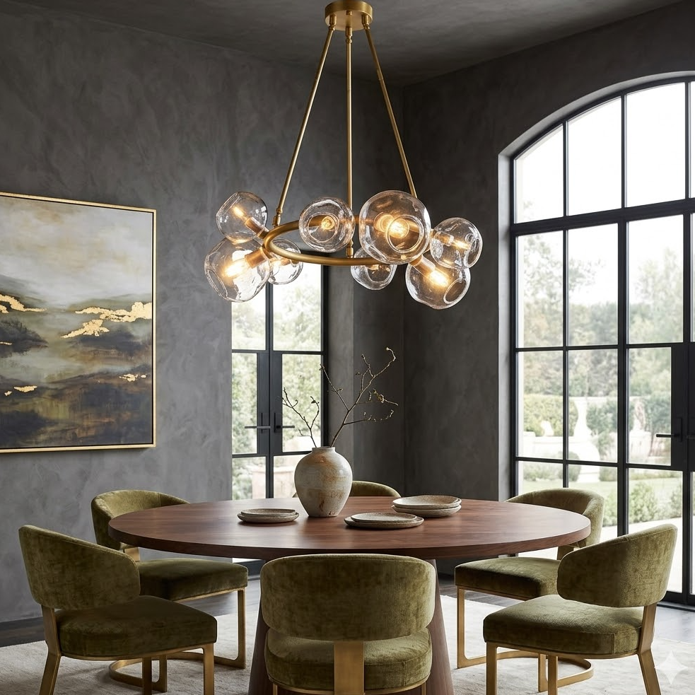 Round Clear Glass Orb Chandelier