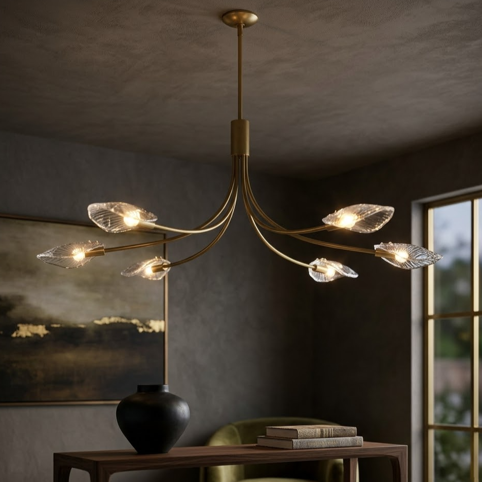Sculpted Clear Glass Linear Chandelier