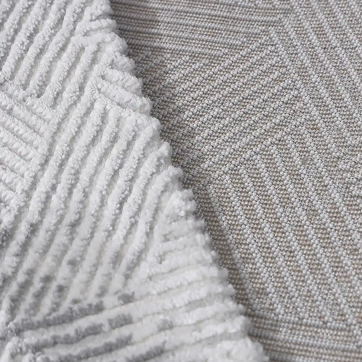 Shafei Textured Geometric Calm Interior Area Rug with 3D Herringbone Pattern & Gradient Texture Carpet
