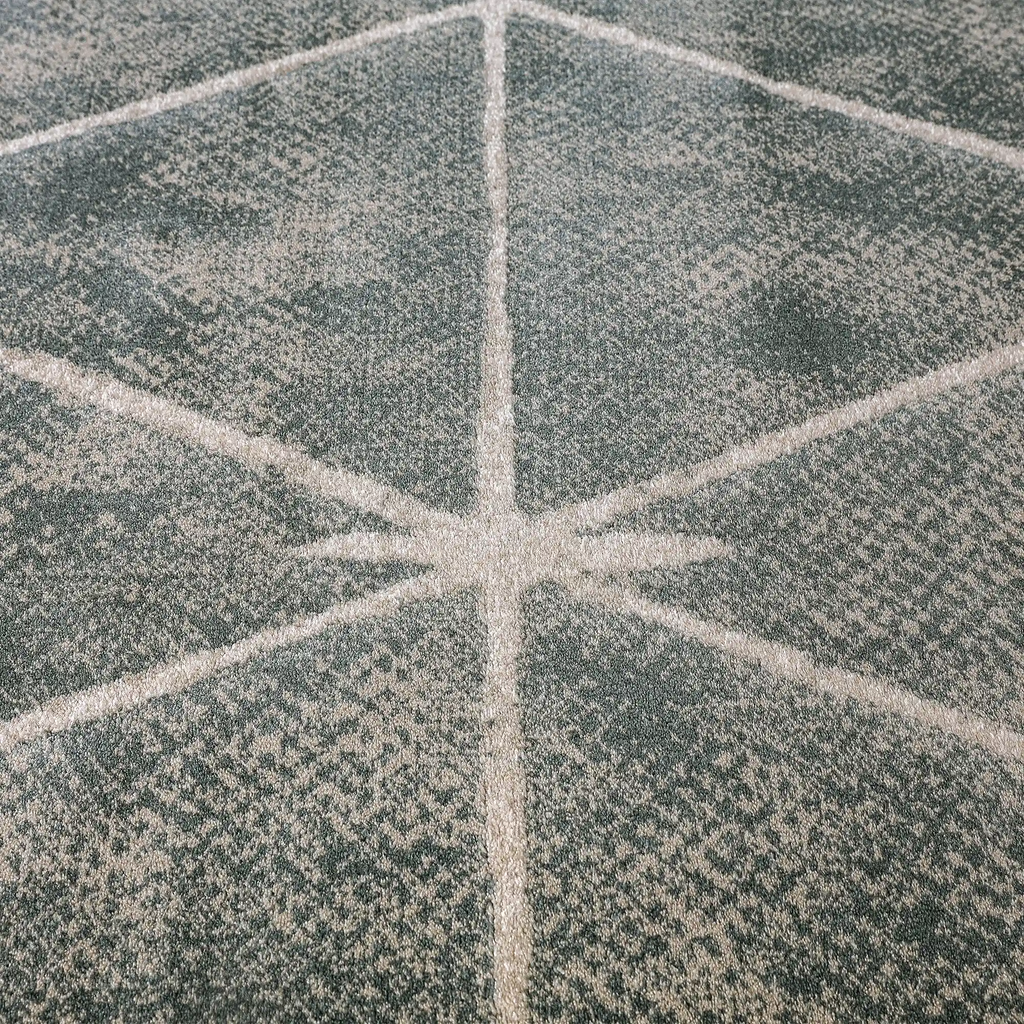 Torino Faceted Grid Abstract Neutral Area Rug with a Sense of Order & Design Carpet Modern Geometric Starburst Style