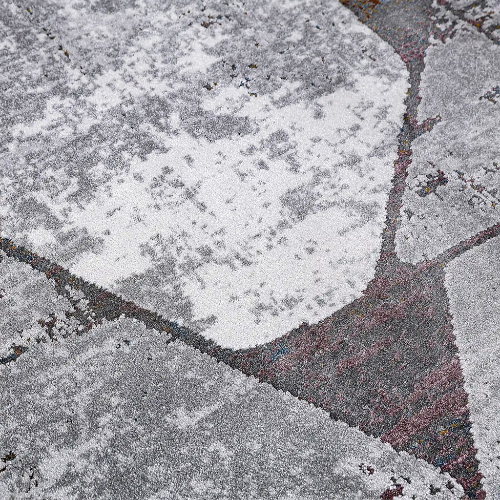 Torino Fragmented Facet Geometric Abstract Neutral Area Rug Modern Industrial Distressed Geometric Style Carpet