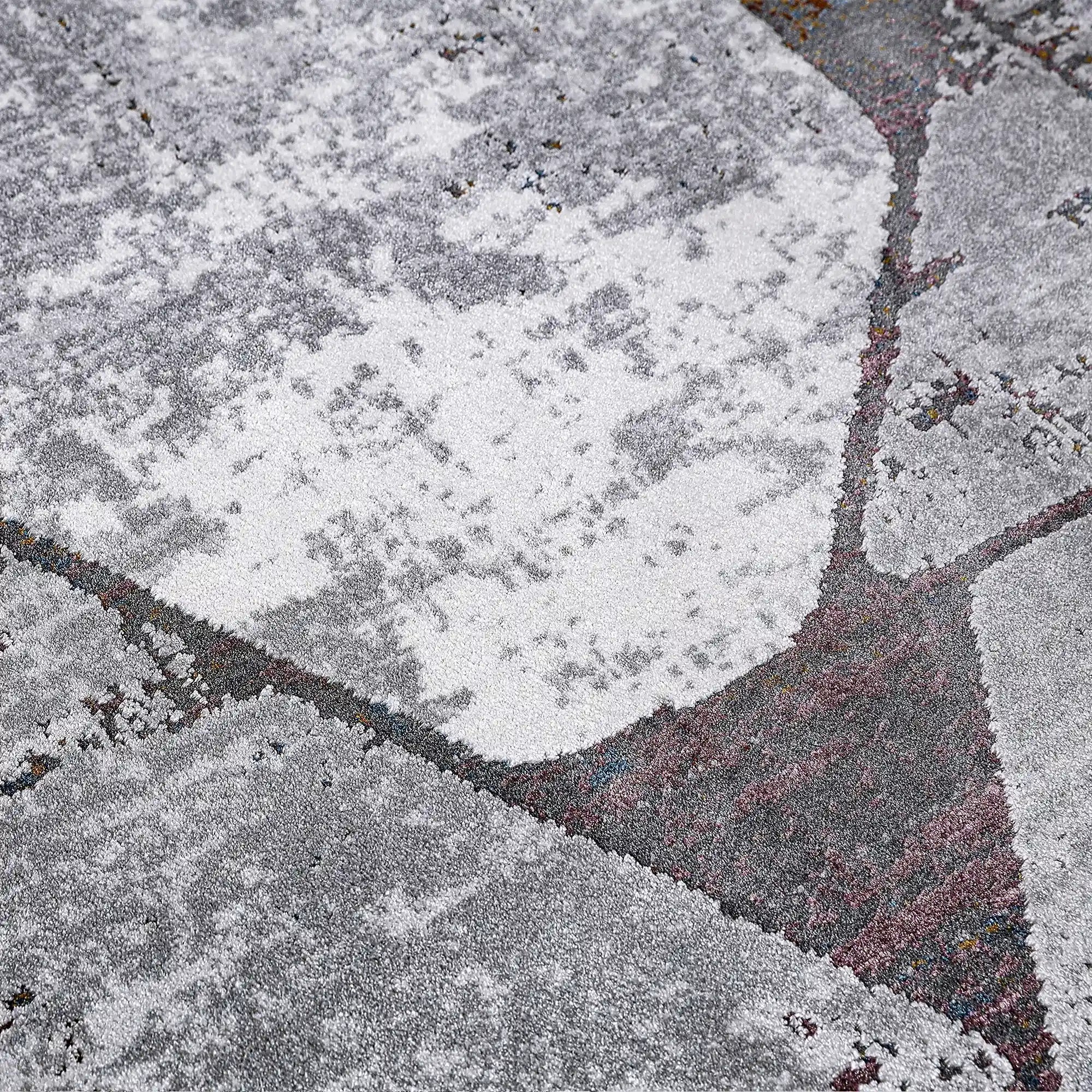 Torino Fragmented Facet Geometric Abstract Neutral Area Rug Modern Industrial Distressed Geometric Style Carpet
