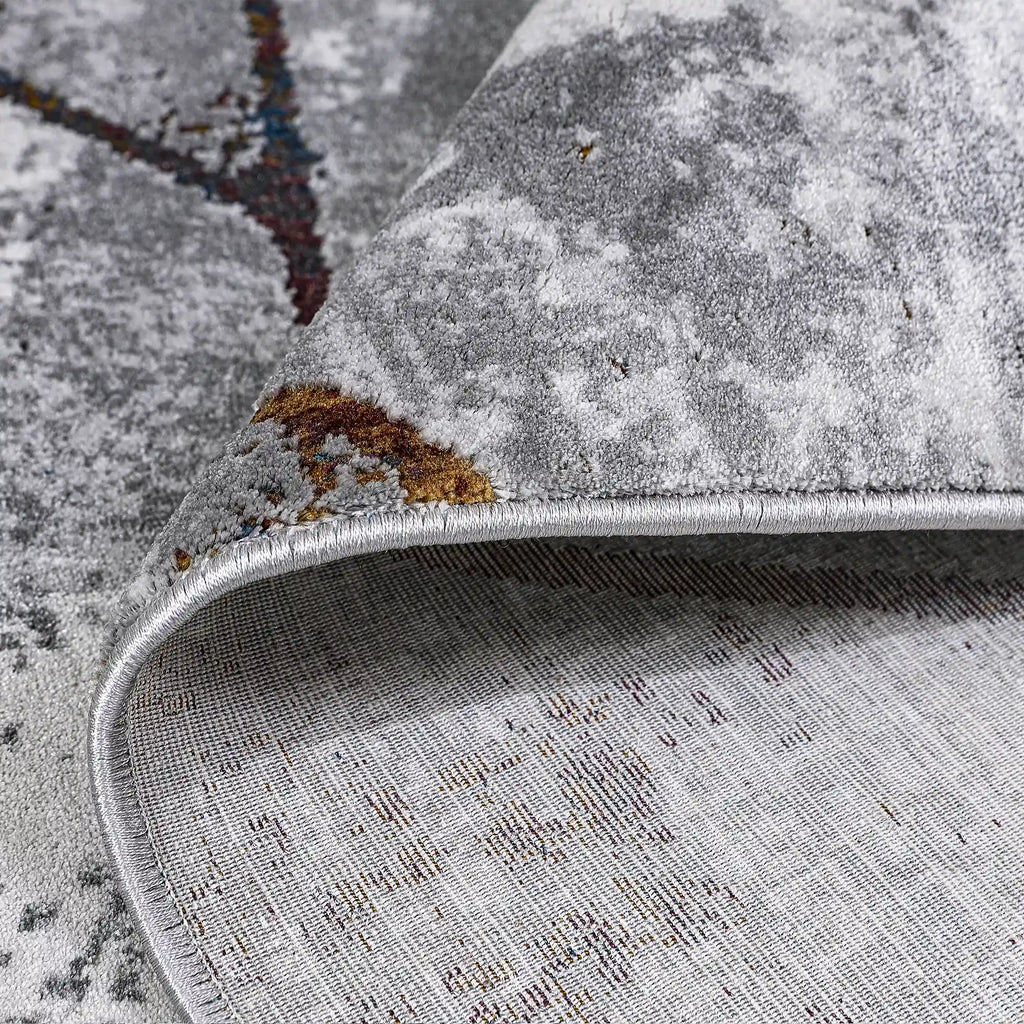 Torino Fragmented Facet Geometric Abstract Neutral Area Rug Modern Industrial Distressed Geometric Style Carpet