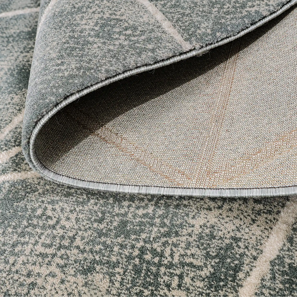 Torino Faceted Grid Abstract Neutral Area Rug with a Sense of Order & Design Carpet Modern Geometric Starburst Style