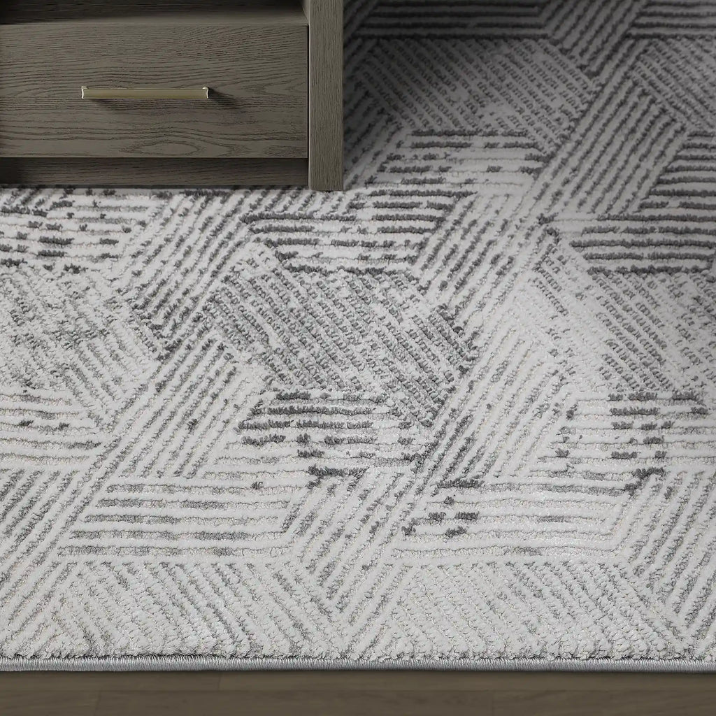 Shafei Textured Geometric Calm Interior Area Rug with 3D Herringbone Pattern & Gradient Texture Carpet