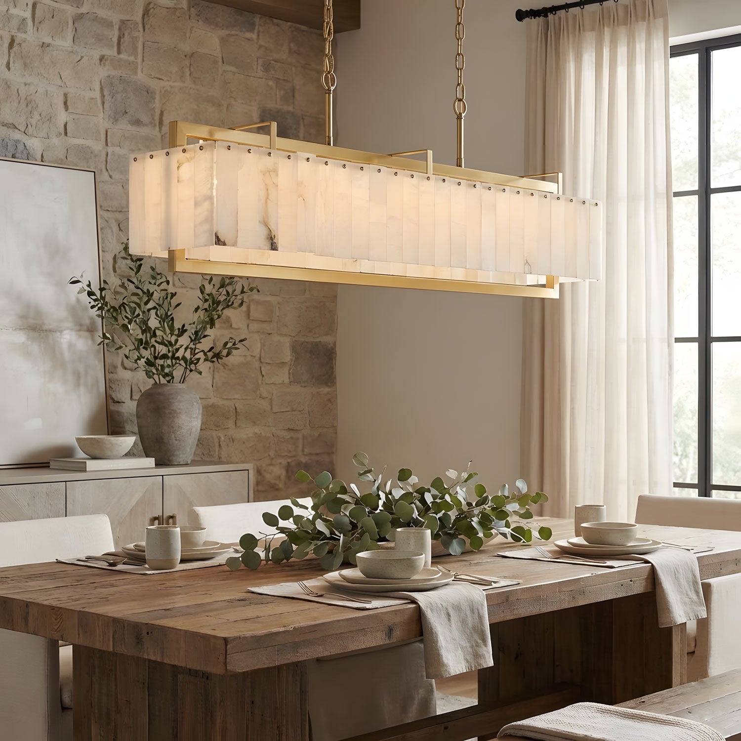 Premium Solstice Bar Alabaster Chandelier
