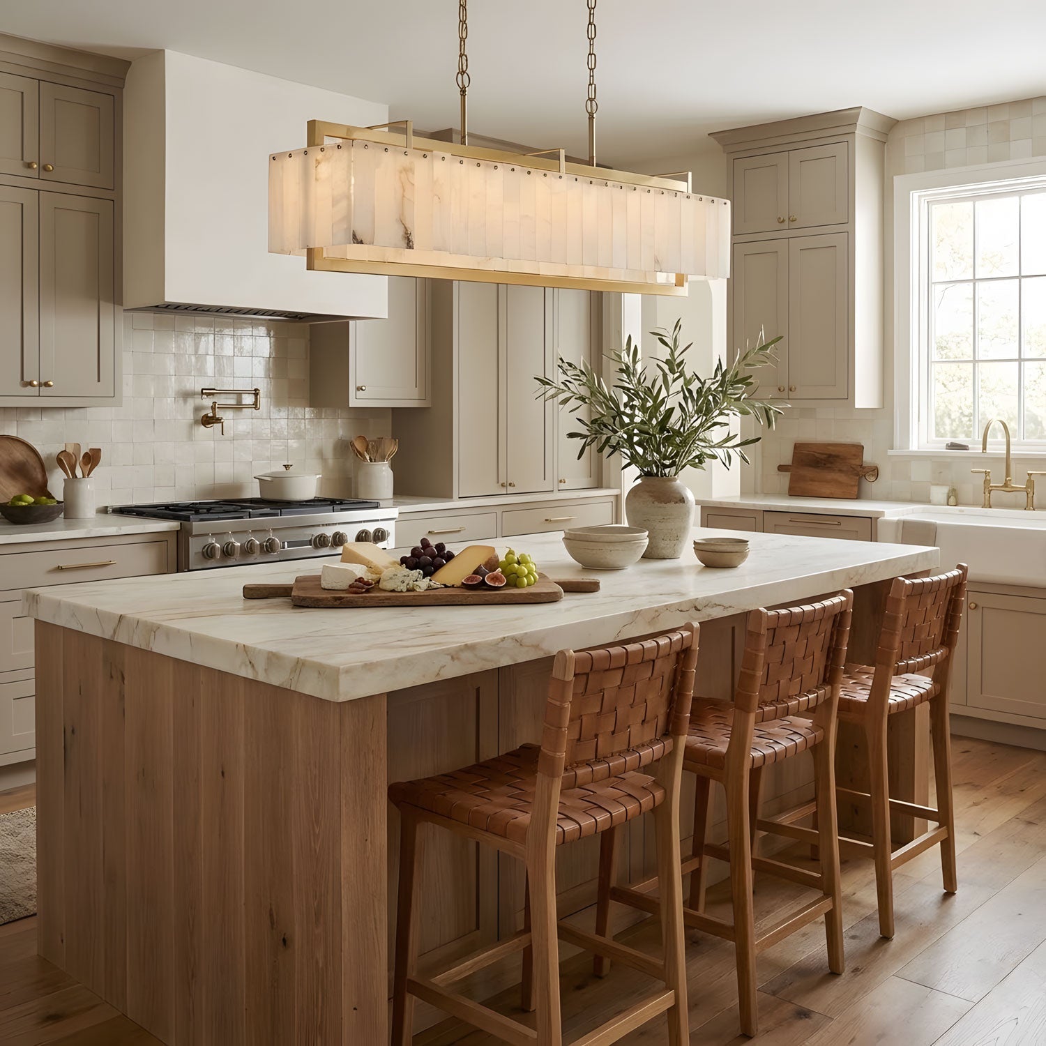 Premium Solstice Bar Alabaster Chandelier