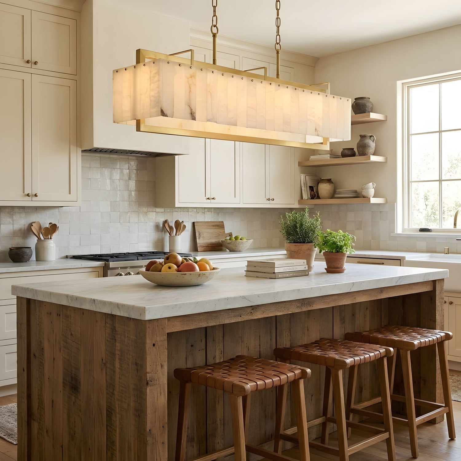 Premium Solstice Bar Alabaster Chandelier