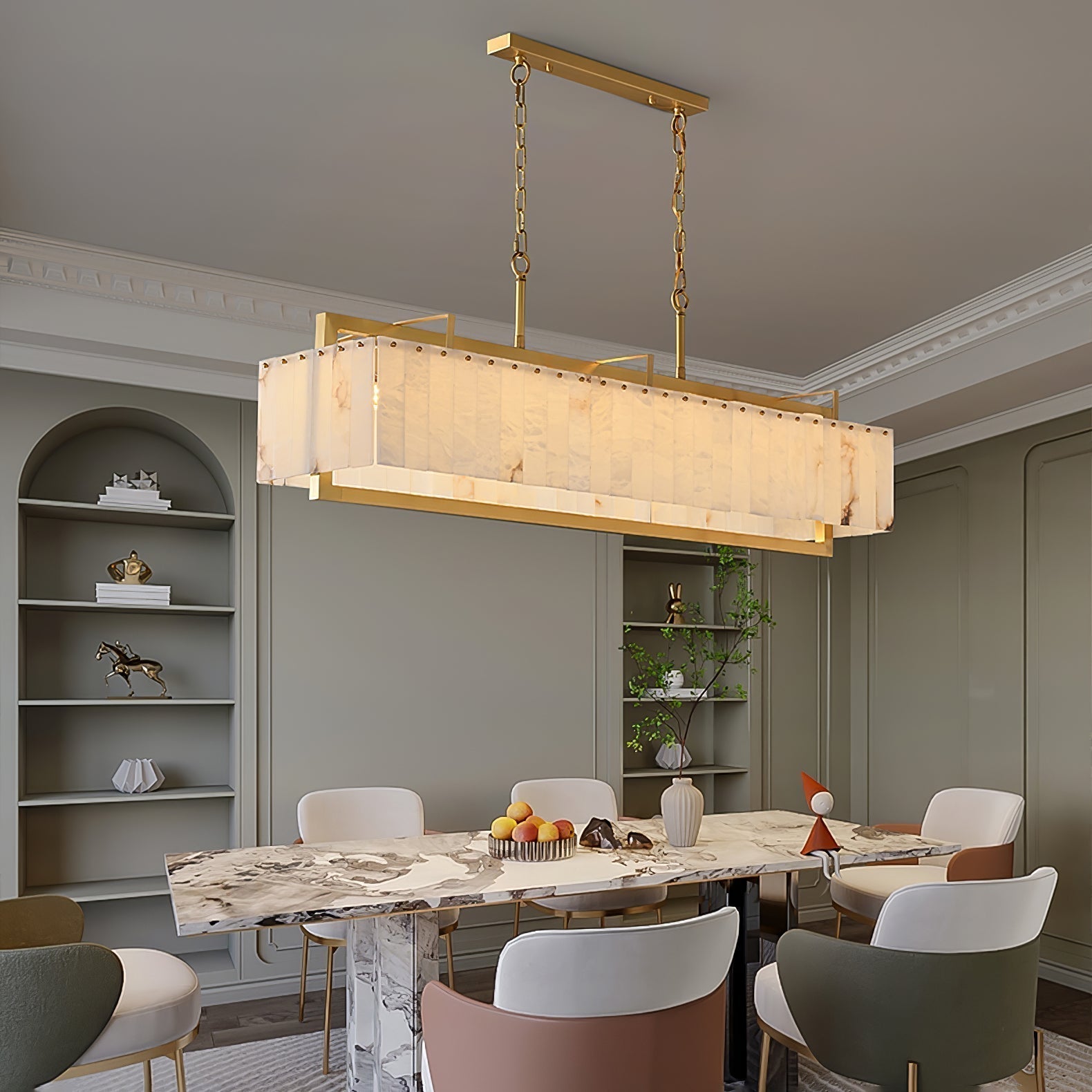 Premium Solstice Bar Alabaster Chandelier