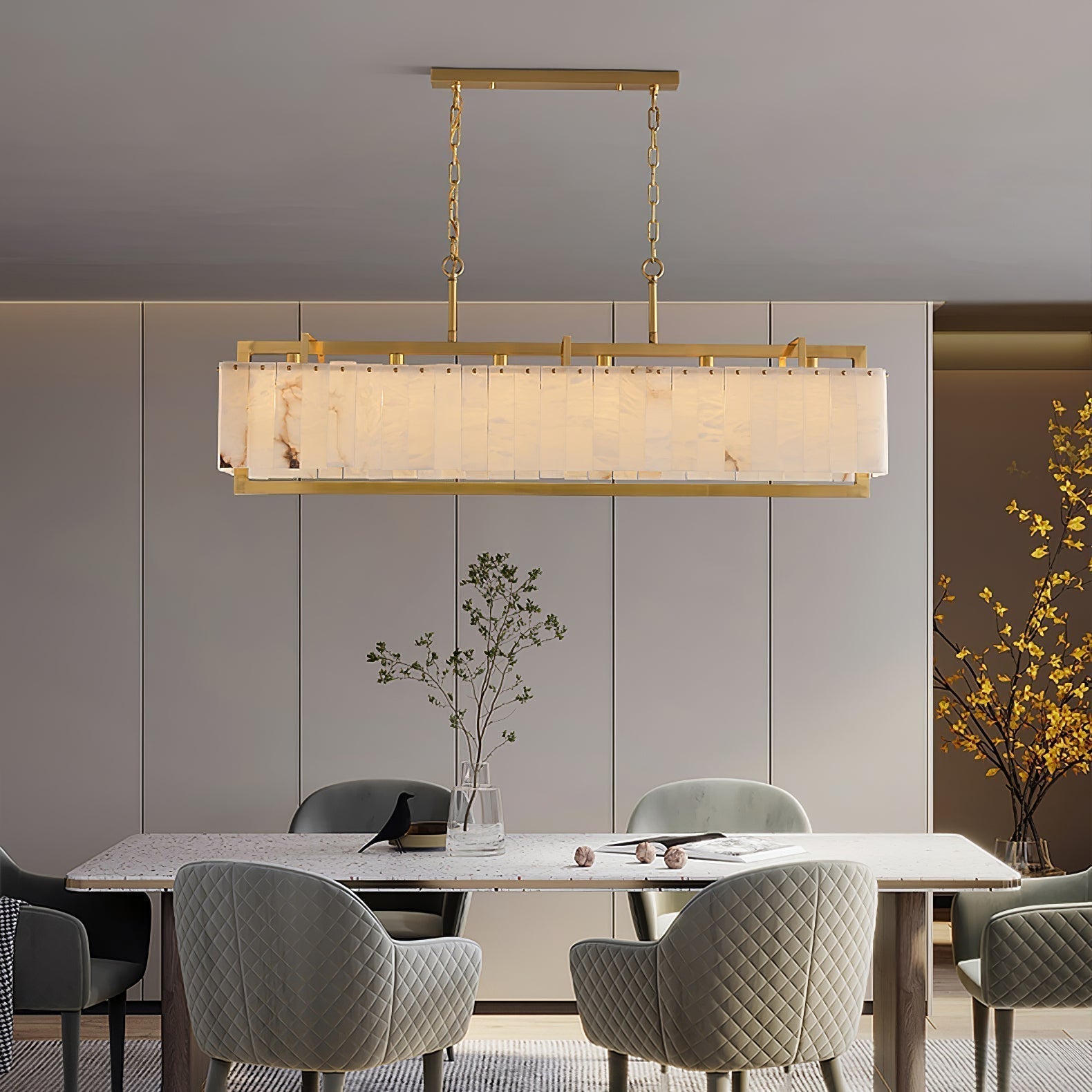 Premium Solstice Bar Alabaster Chandelier