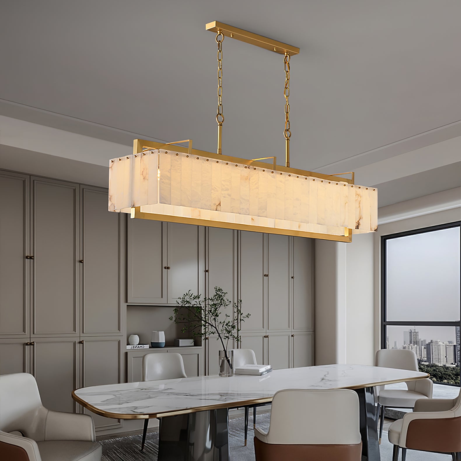 Premium Solstice Bar Alabaster Chandelier