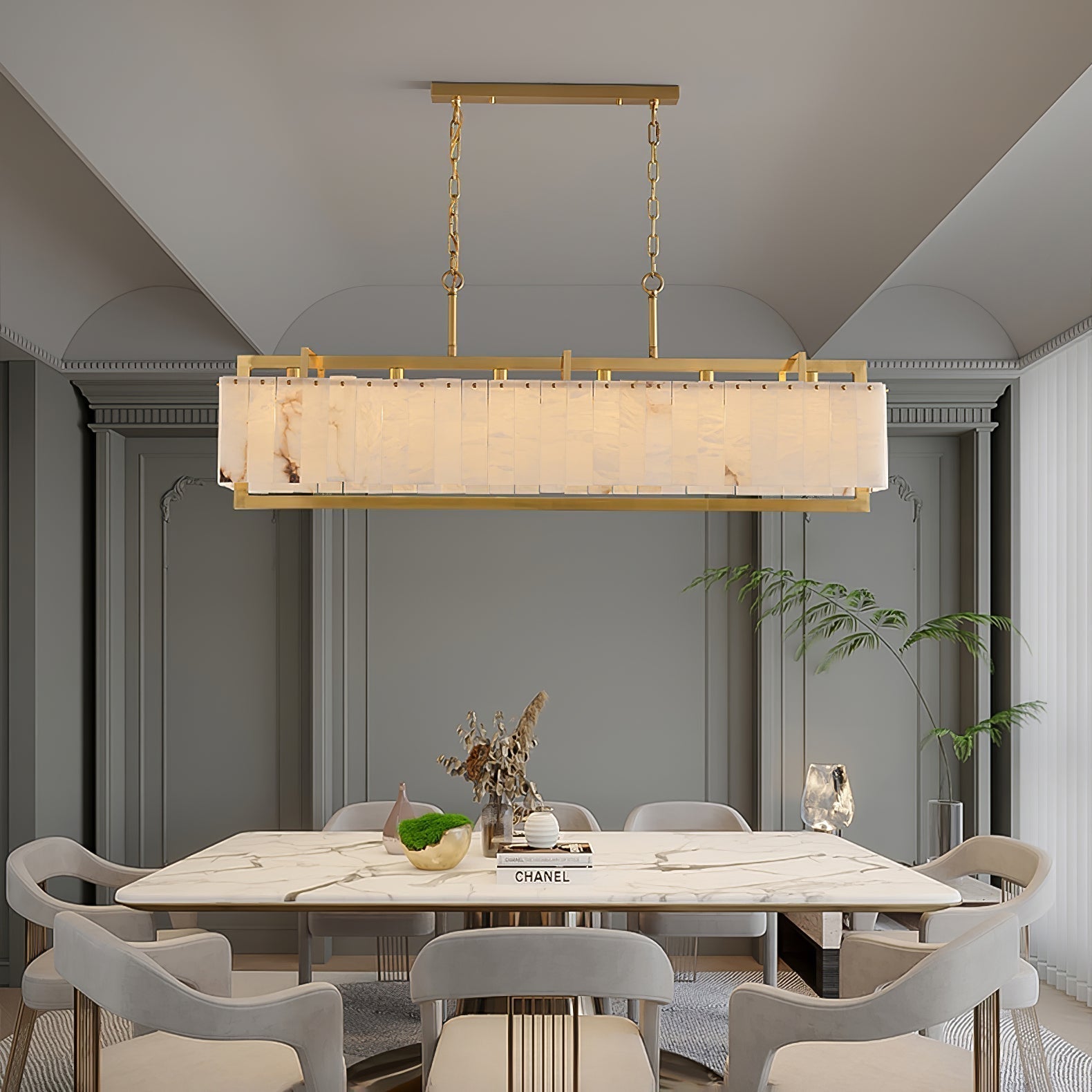 Premium Solstice Bar Alabaster Chandelier