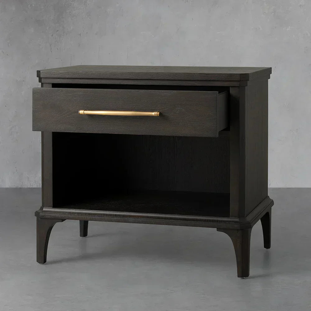 St. Martin Open Oak Nightstand Traditional Bedside table with Soft-Close Drawer