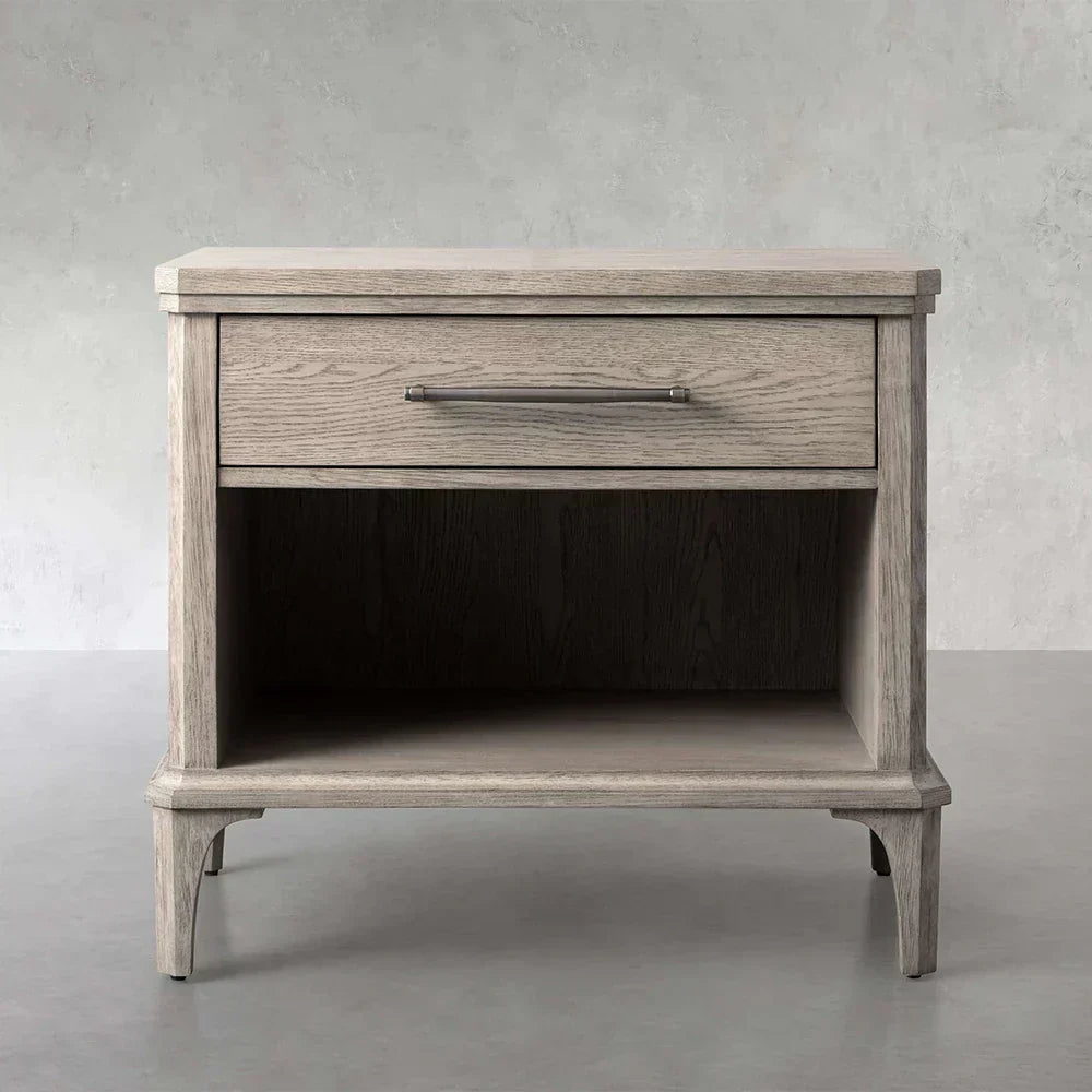 St. Martin Open Oak Nightstand Traditional Bedside table with Soft-Close Drawer