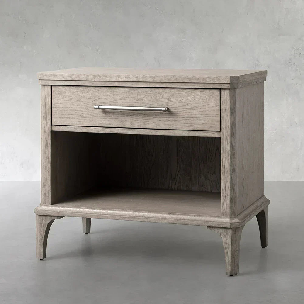 St. Martin Open Oak Nightstand Traditional Bedside table with Soft-Close Drawer