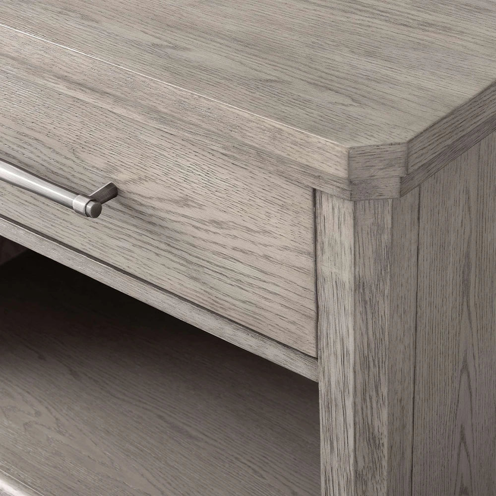 St. Martin Open Oak Nightstand Traditional Bedside table with Soft-Close Drawer