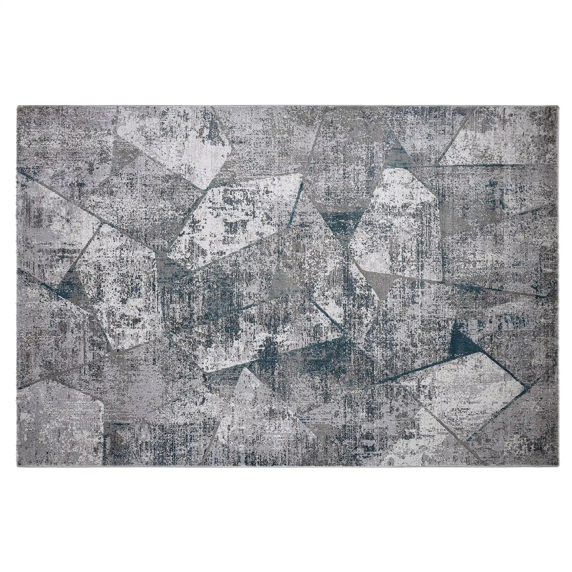 Torino Fragmented Mosaic Abstract Neutral Area Rug Modern Distressed Fragmented Geometric Style Carpet