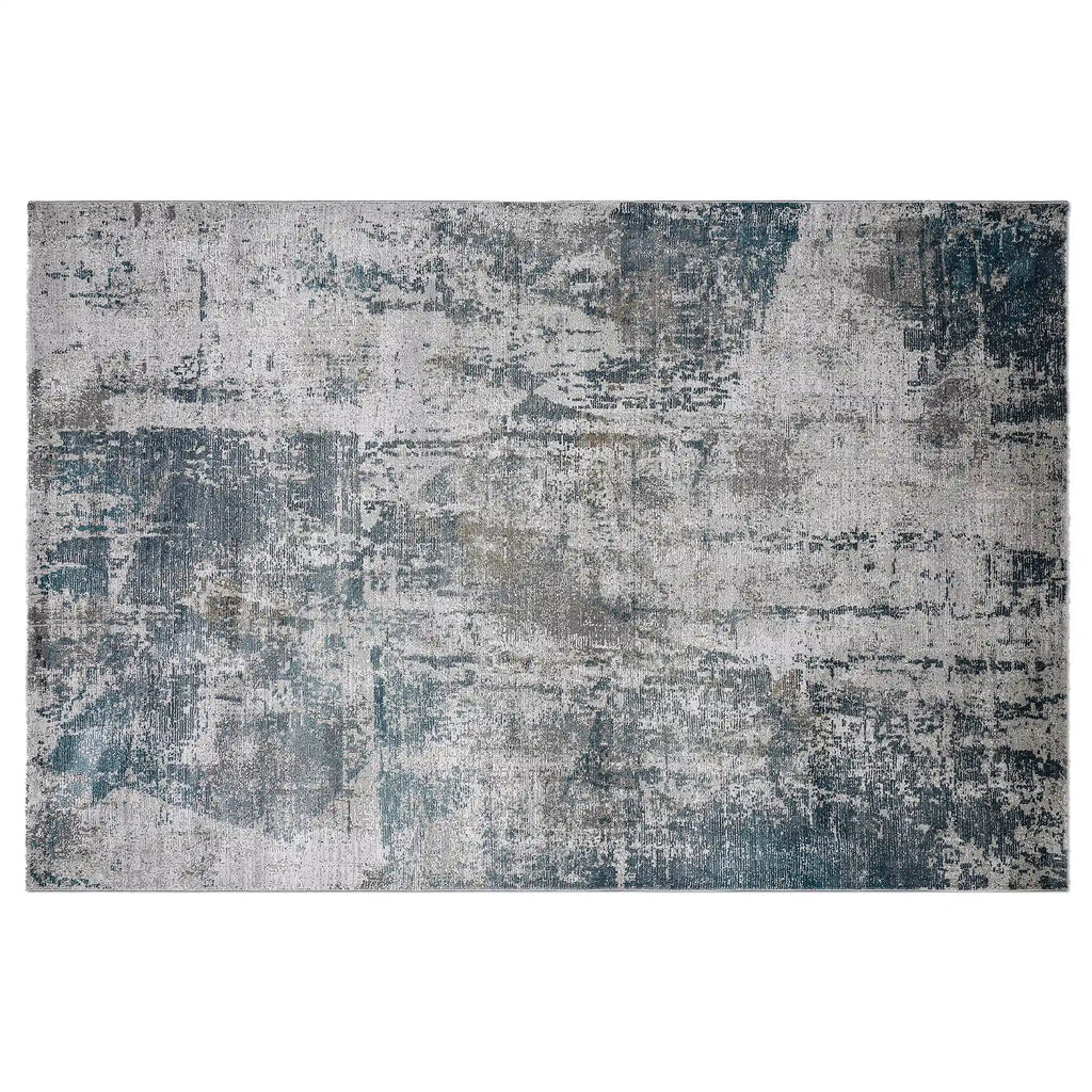 Torino Layered Brushfield Blue Grey Area Rug Retro & Relaxed Feel Carpet Modern Vintage Distressed Style