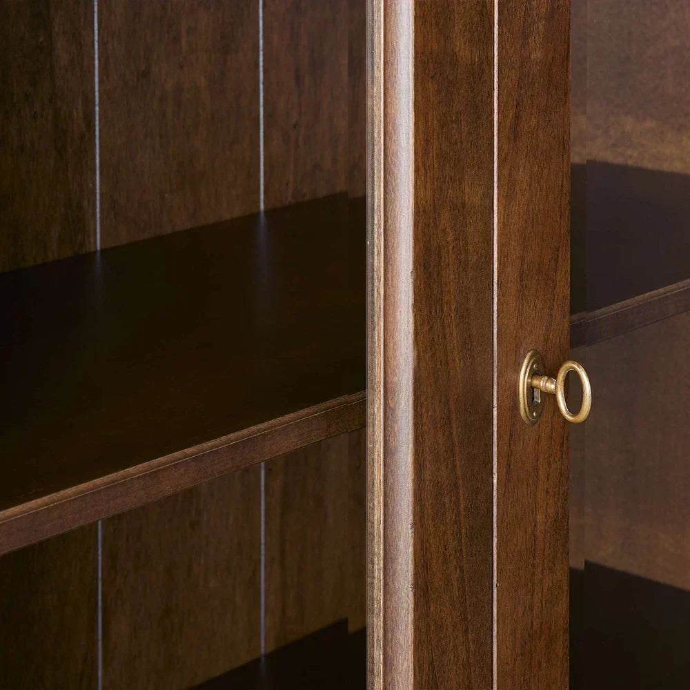 Tuscany Italian Crafted Wood Display Storage Cabinet With Glass Door