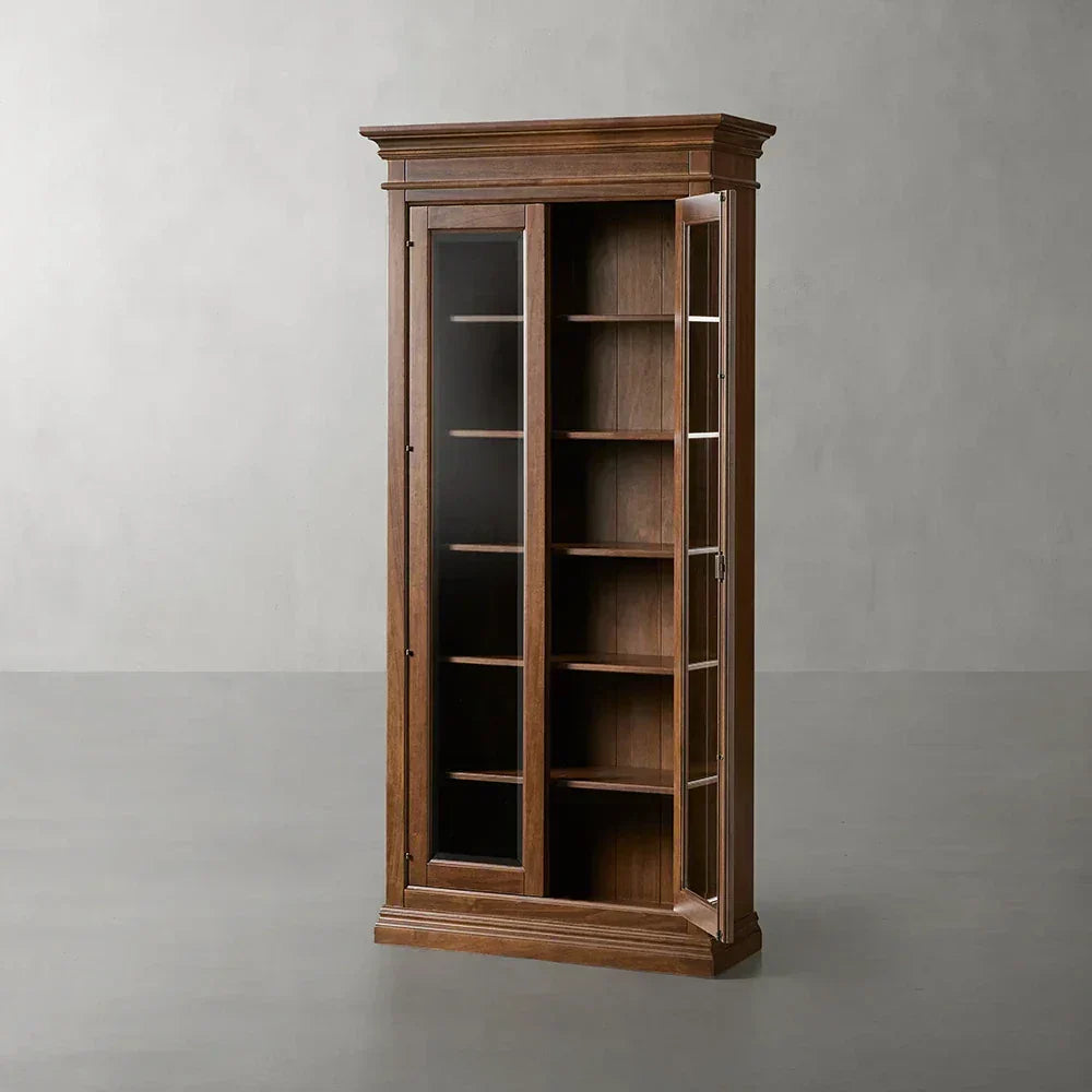 Tuscany Italian Wood Glass Door Display Cabinets With Adjustable Shelves