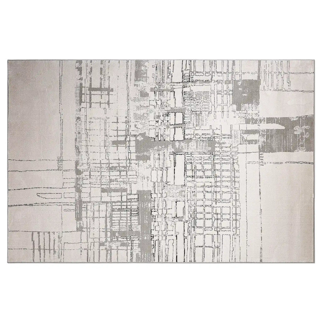 Xiangshe Layered Linear Abstract Neutral Area Rug with Deconstructed Sketch Style Carpet