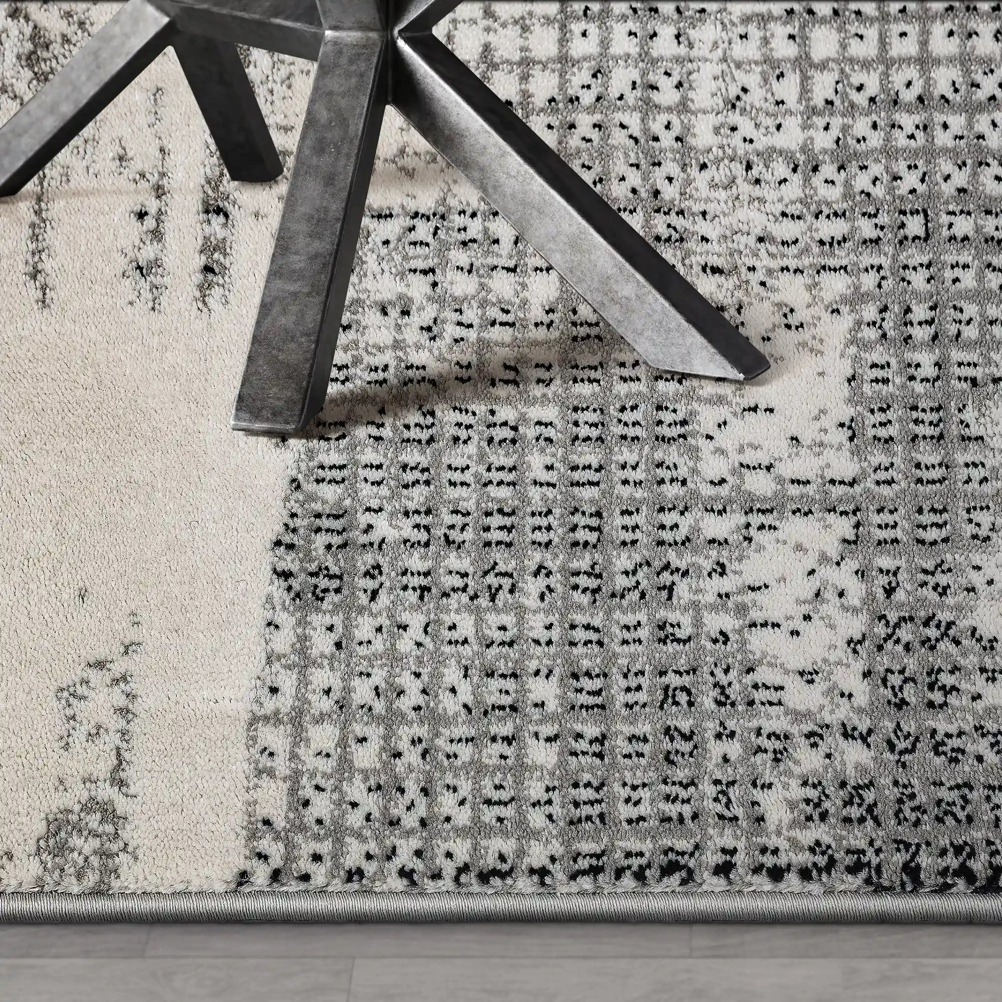 Xiangshe Textured Grid Modern Area Rug Artistic & Retro Minimalist & Rational Style Carpet