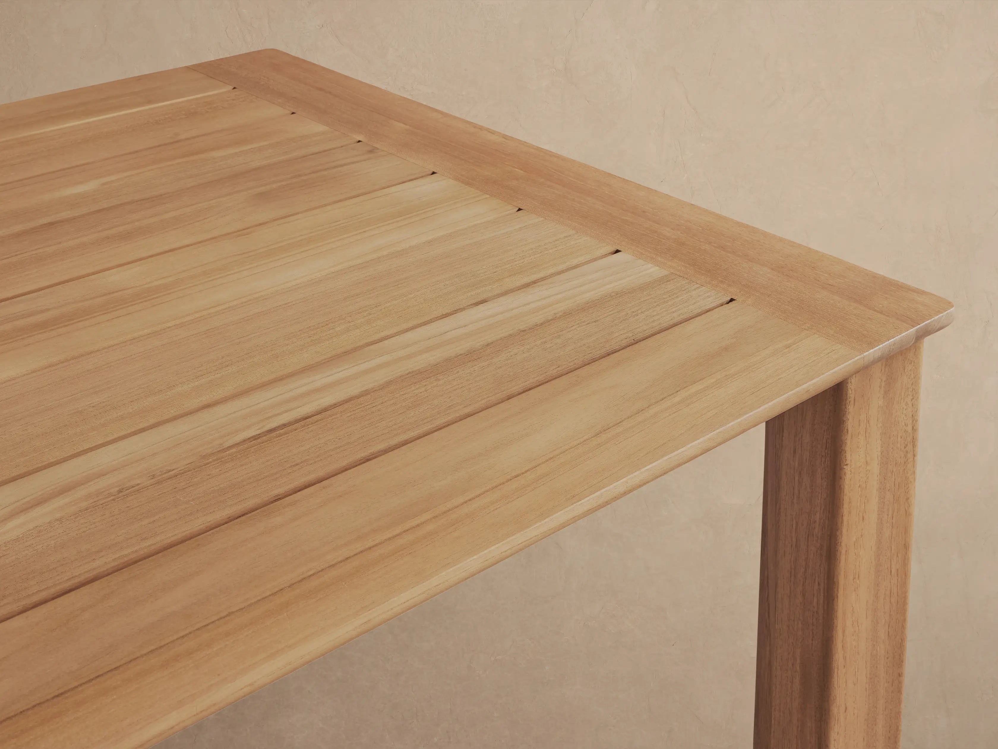 Zoe Natural Teak Outdoor Dining Table Minimalist Slatted Patio Garden Dining Table