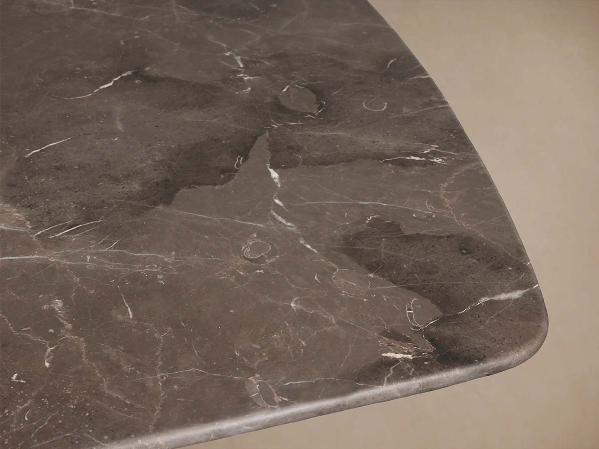 Saint Germain Stone Marble Top Dining Table with Wood Dauphine Base