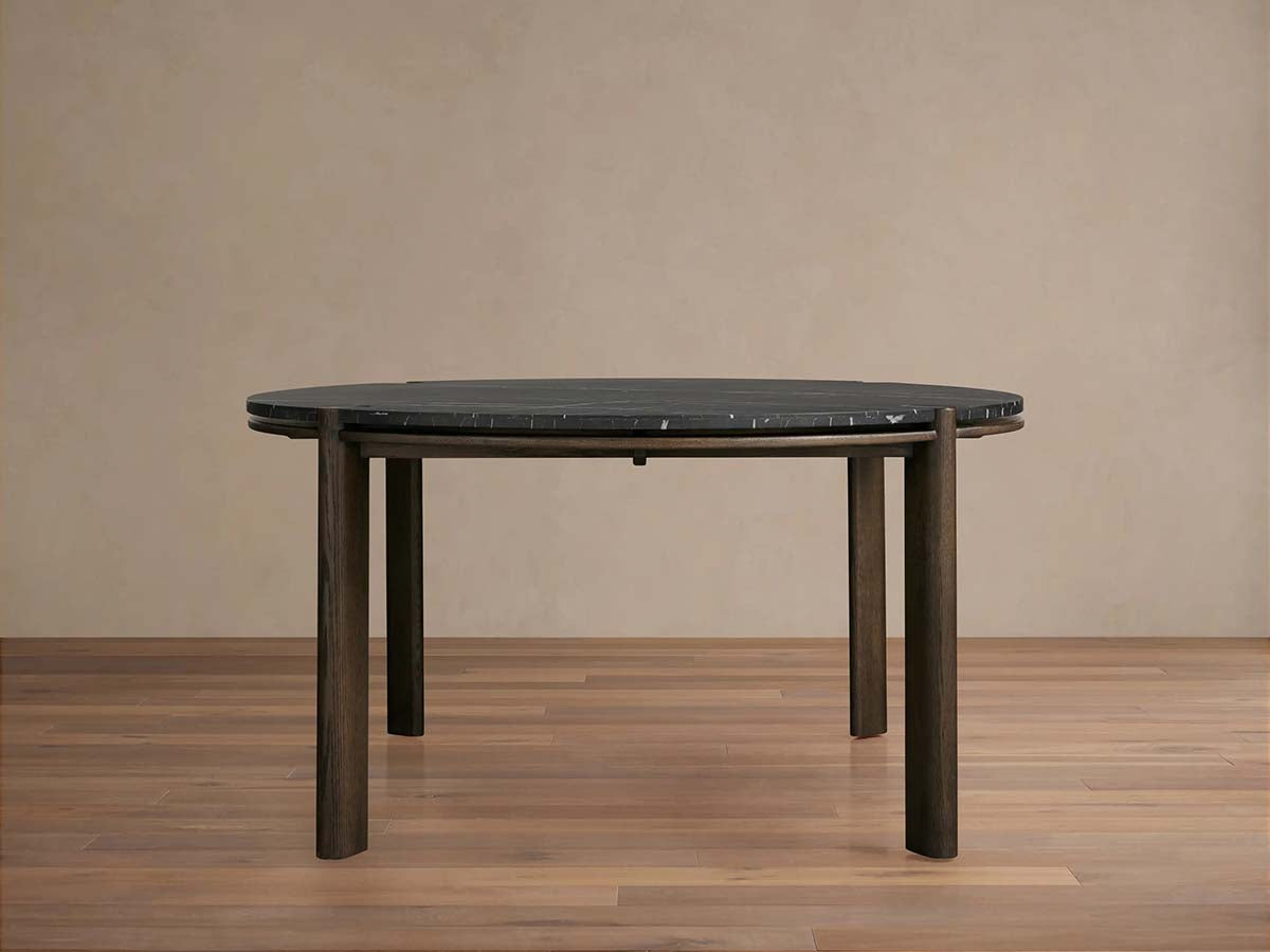 Pyet Round Floating Marble Stone Top Dining Table with Oak Wood Base