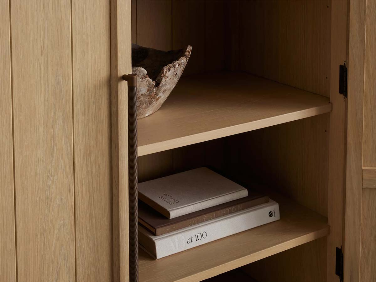 Hattie Oak Storage Cabinet Living Room Wood Tall Display Cabinet Bookcase