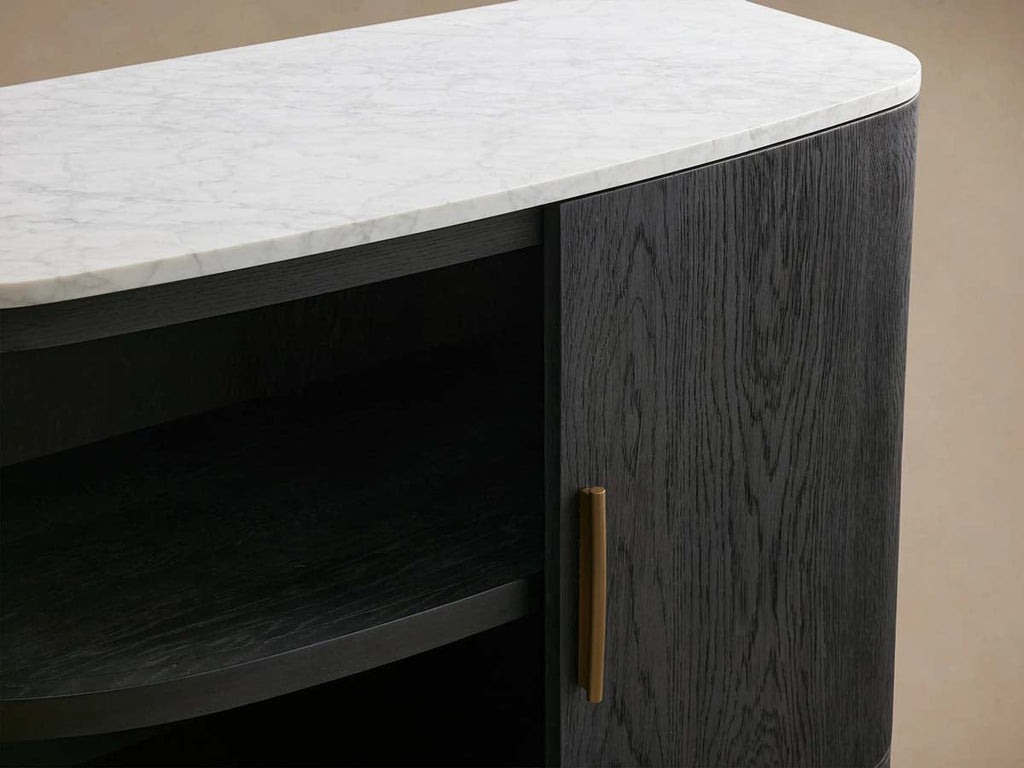Danny Oak Wood Sideboards Cabinet Marble Top Buffet Cabinet Lockers