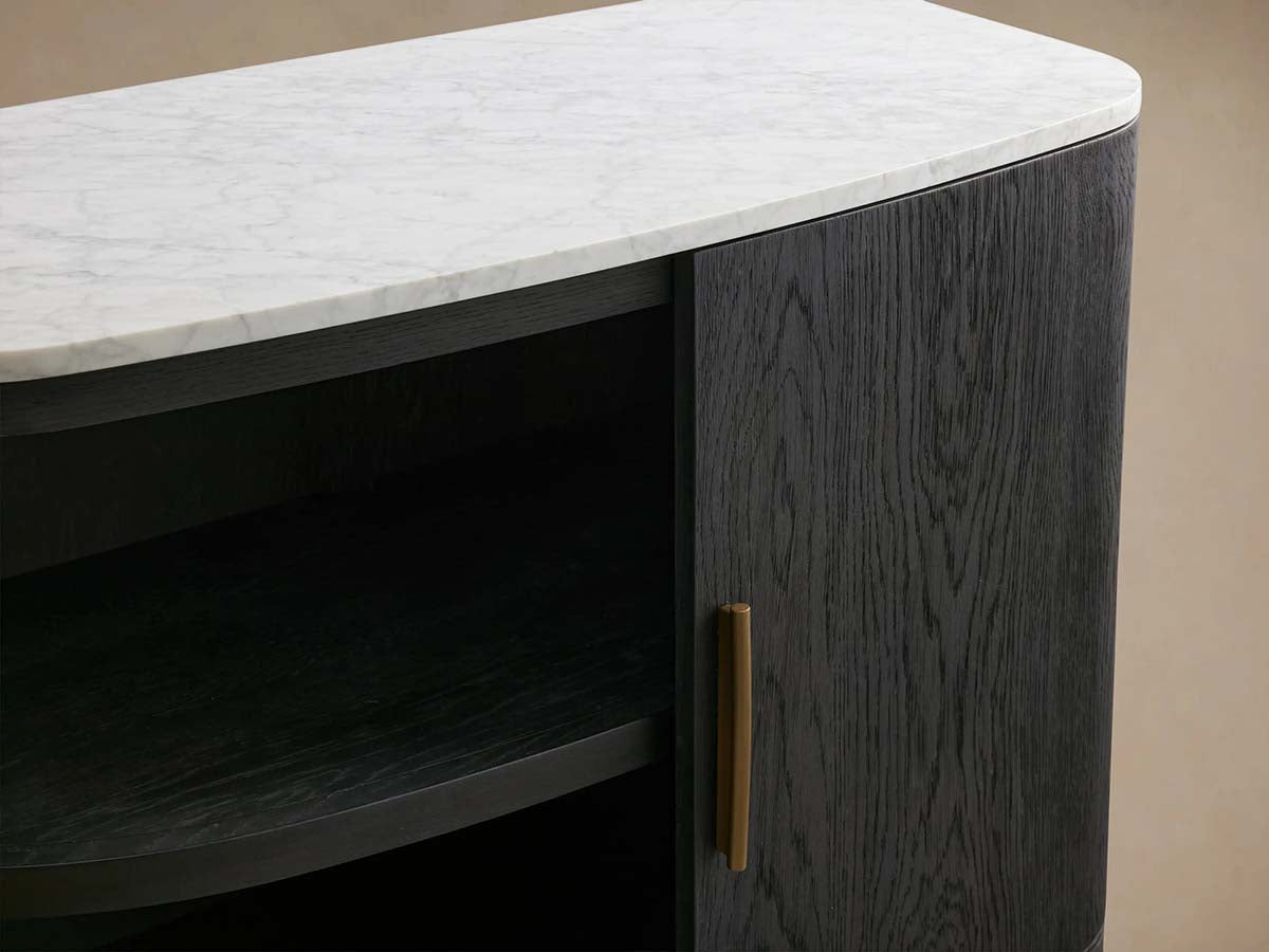 Danny Oak Wood Sideboards Cabinet Marble Top Buffet Cabinet Lockers