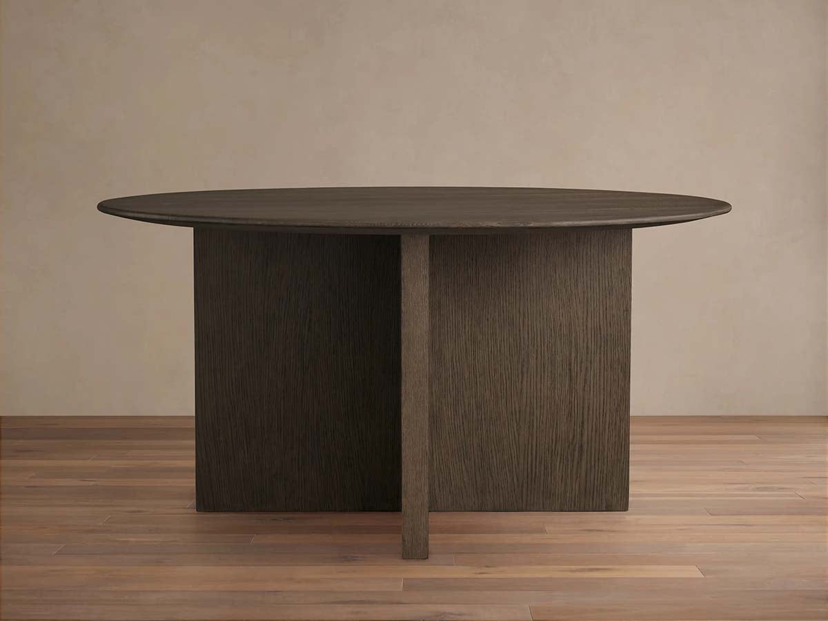 Saint Germain Round Oak Wood Dining Table with Clement Base