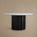 Saint Germain Round Marble Top Dining Table With Wood Dauphine Base