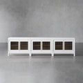 Rowan Modular Glass Door TV Stand Cabinet Mahogany Sideboard Wood Television Storage Unit