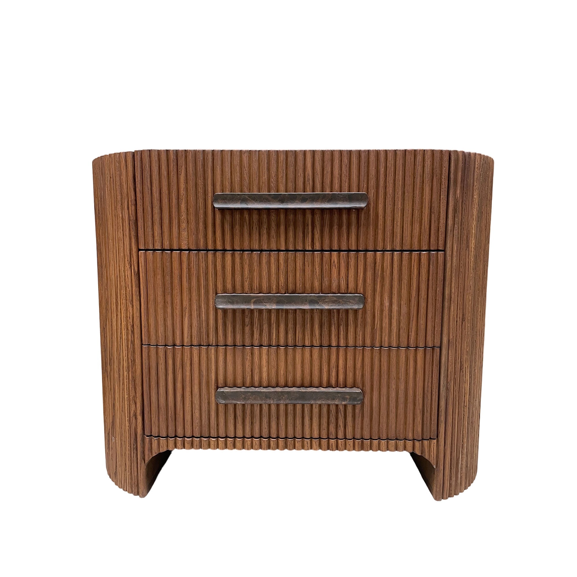 Astor Closed Wood Nightside table Nightstand Marble Top bedside Cabinet 3-Drawer Chest
