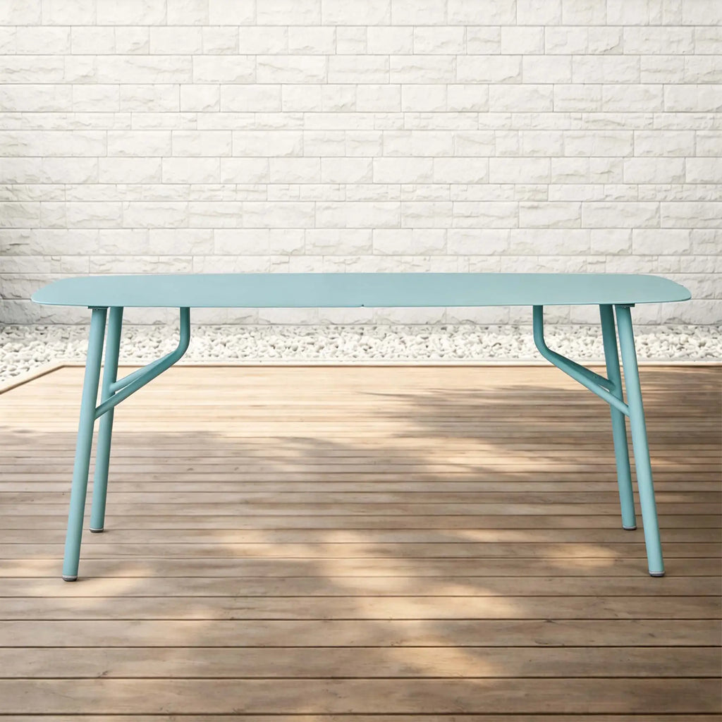Avril Aluminum Outdoor Dining Table in Aqua Blue