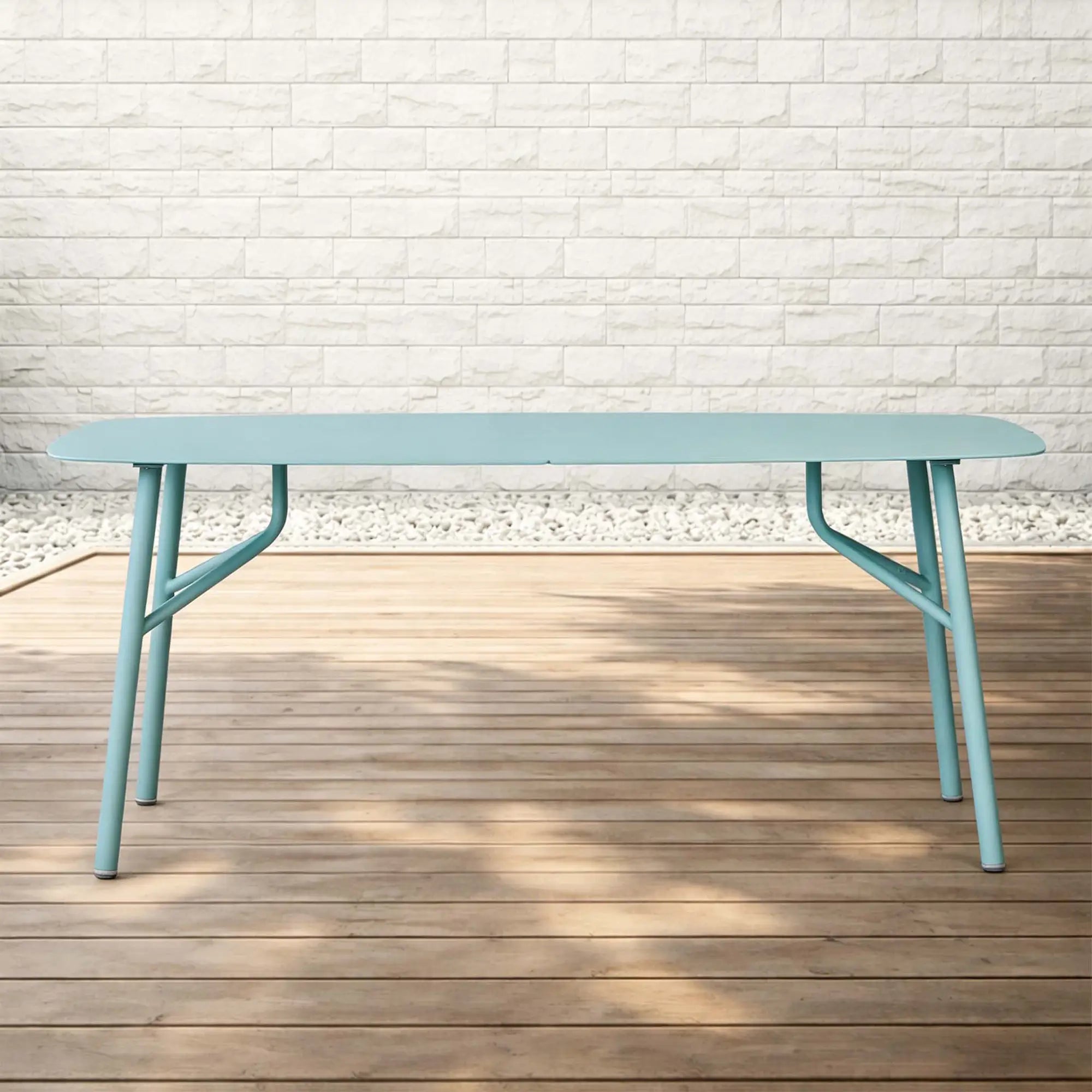 Avril Aluminum Outdoor Dining Table in Aqua Blue