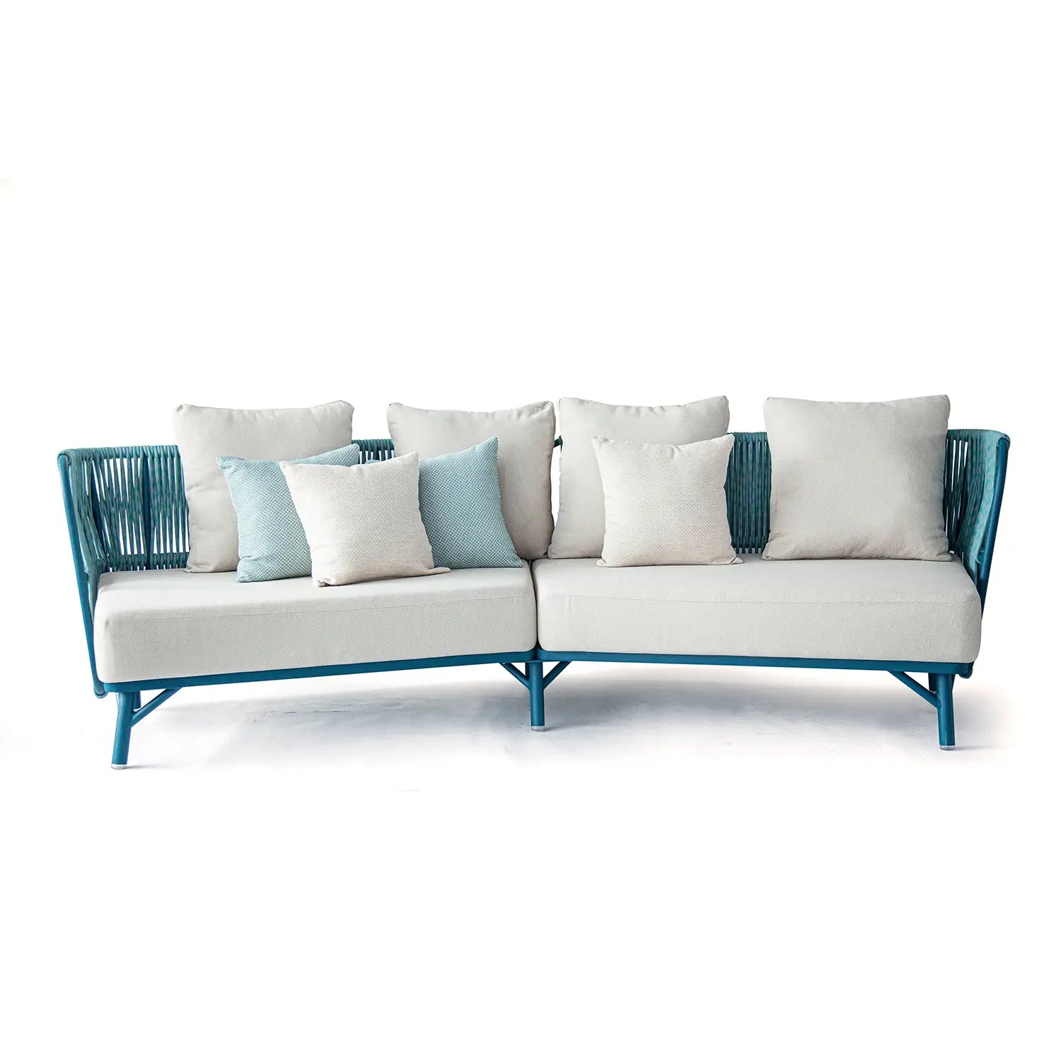 Avril Rope Accent Aluminum Outdoor Sofa in Acaco Blue