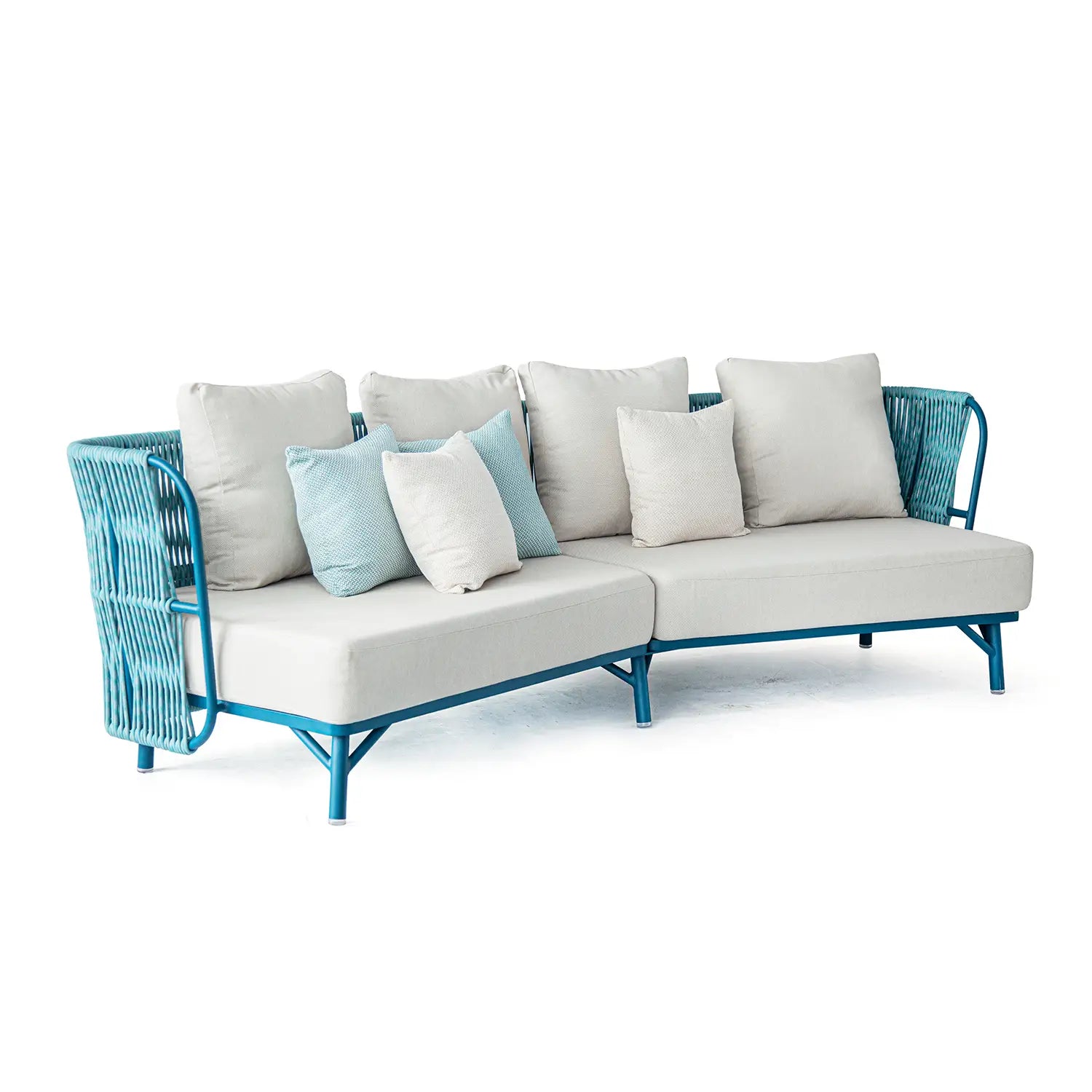 Avril Rope Accent Aluminum Outdoor Sofa in Acaco Blue