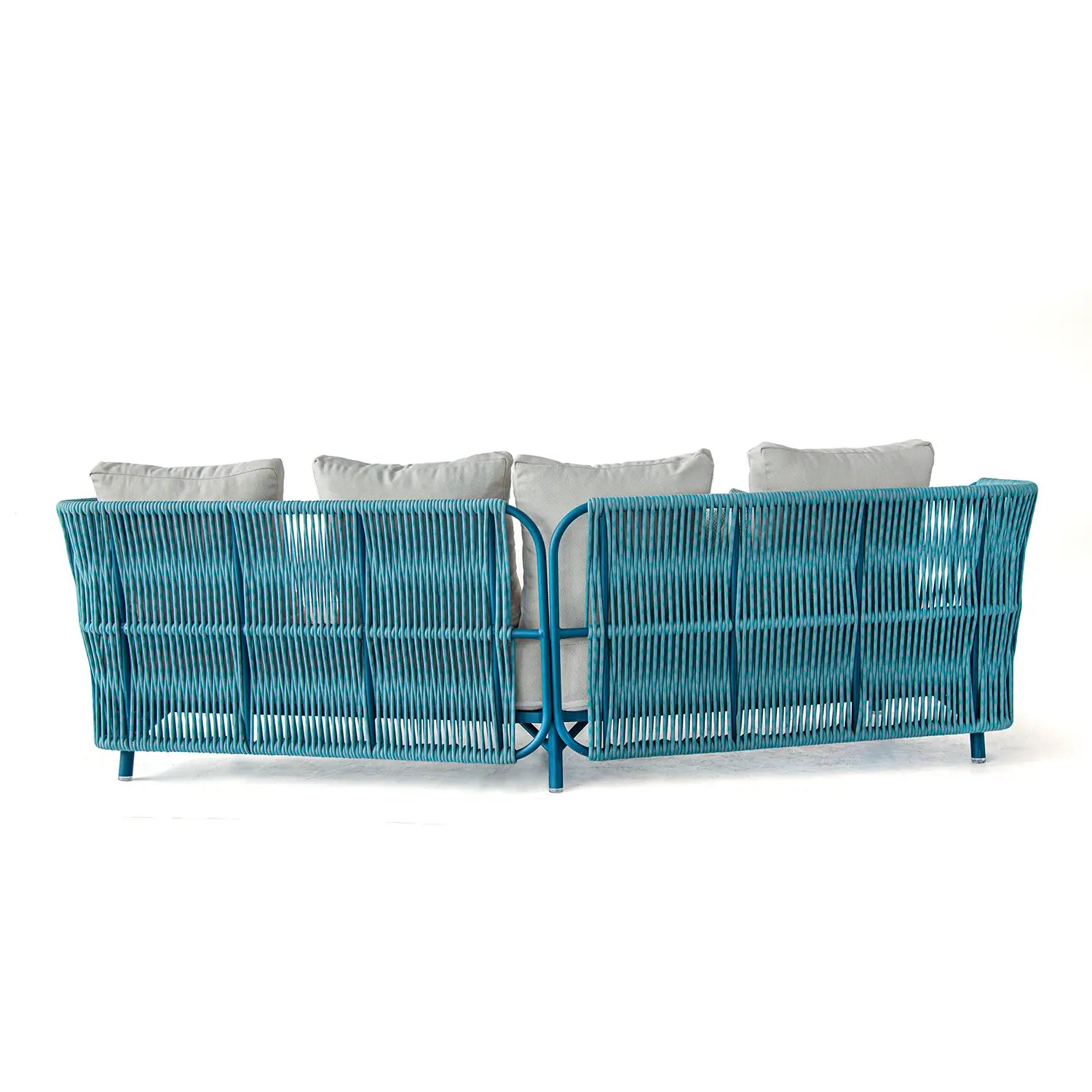 Avril Rope Accent Aluminum Outdoor Sofa in Acaco Blue