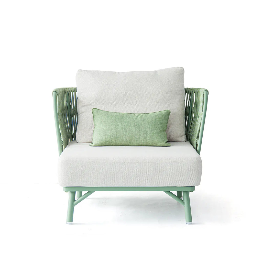 Avril Rope Accent Aluminum Outdoor Lounge Sofa in Cactus Green