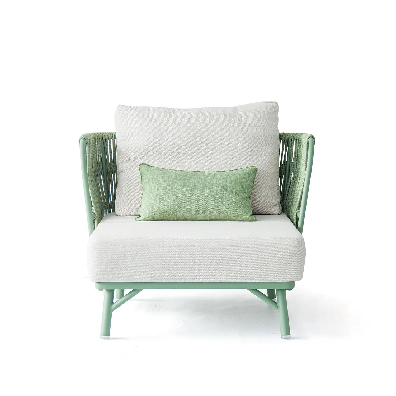 Avril Rope Accent Aluminum Outdoor Lounge Sofa in Cactus Green